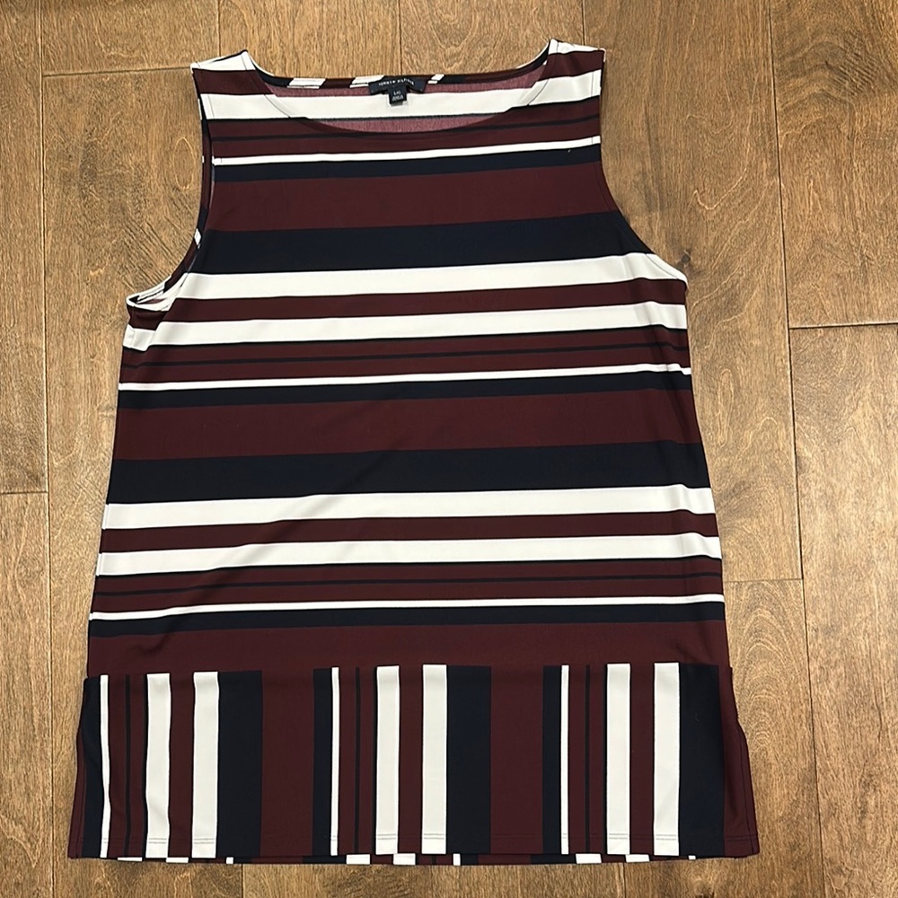 Tommy Hilfiger Striped Sleeveless Top in Burgundy and Navy